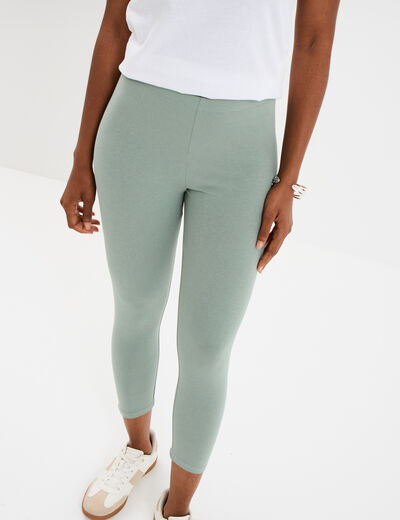 Legging 7/8ème taille élastiquée vert pastel femme