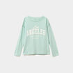 T-shirt col rond manches longues coton vert pastel fille