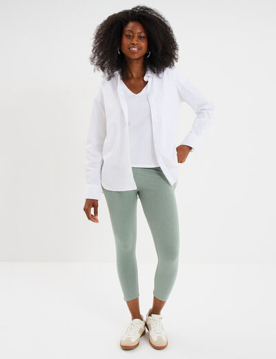 Legging 7/8ème taille élastiquée vert pastel femme