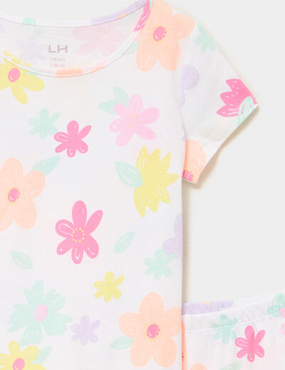 Ensemble pyjama short et t-shirt coton blanc fille