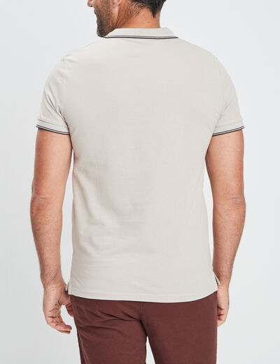 Polo manches courtes bords contrastés sable homme