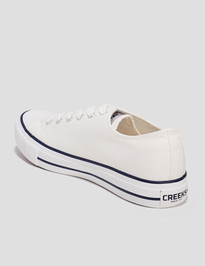 Tennis en toile &agrave; lacets blanc homme