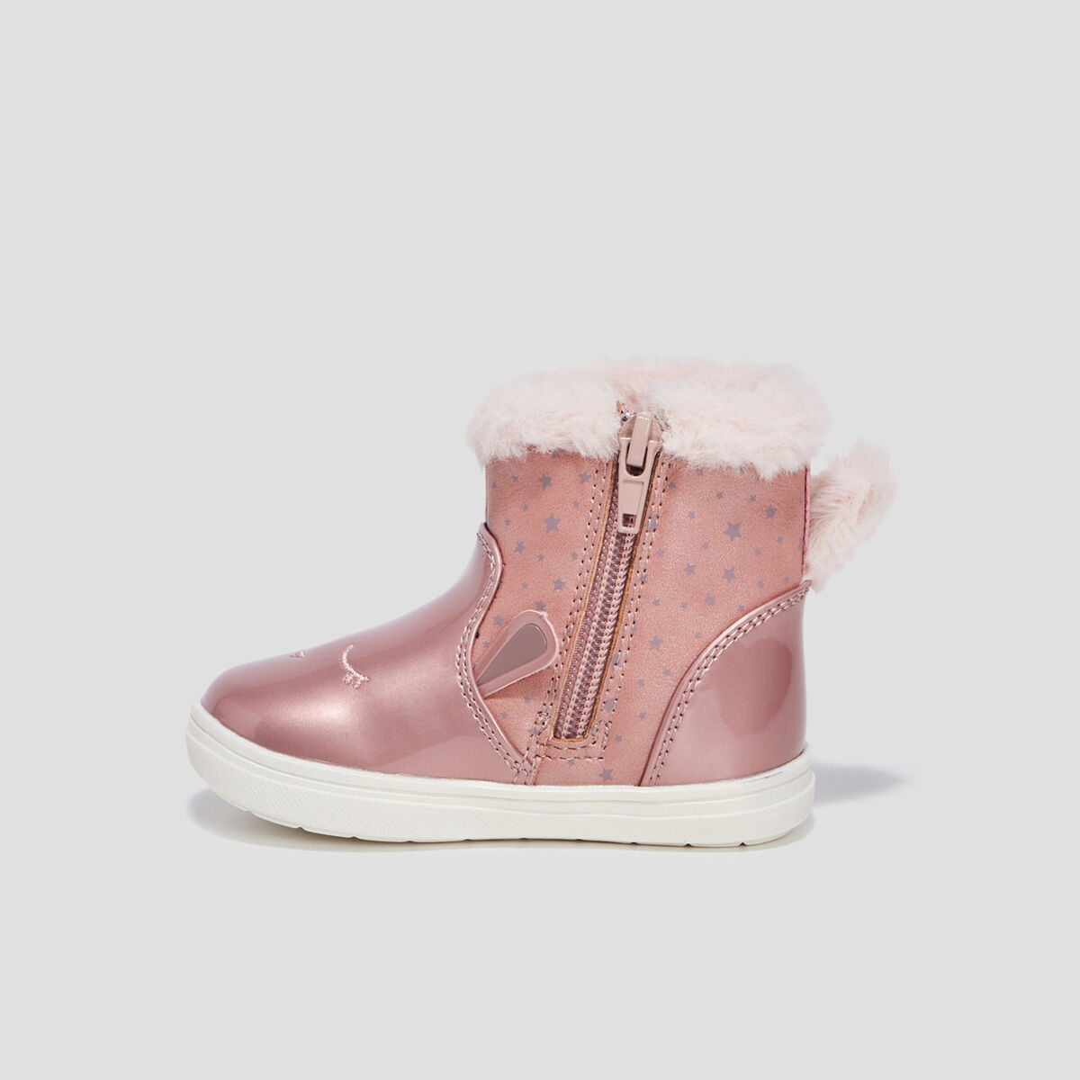 Bottines irisées zippées rose bébé fille