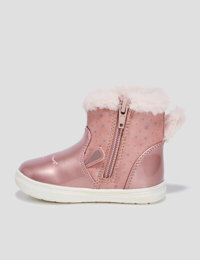 Bottines irisées zippées rose bébé fille