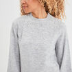 Pull avec perles et manches ballons gris clair femme