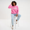 Sweat molleton col rond manches longues rose vif femme