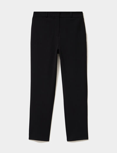 Pantalon carotte taille &eacute;lastiqu&eacute;e noir femme