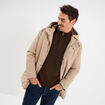 Parka mi-longue &agrave; capuche taupe homme