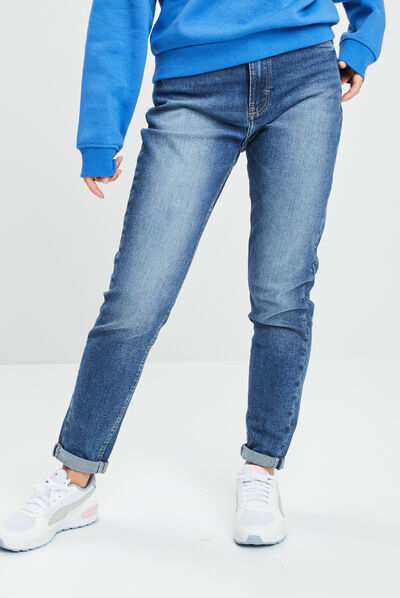 Jeans mom taille haute denim stone femme