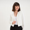 Veste bol&eacute;ro courte ajust&eacute;e blanc femme