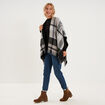 Poncho &agrave; franges gris femme
