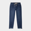 Jeans droit cropped taille &eacute;lastiqu&eacute;e bleu femme