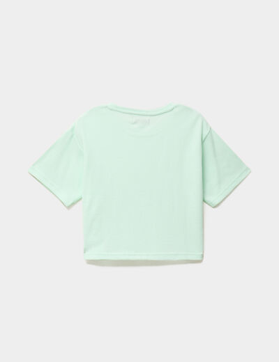 Ensemble pyjama short et t-shirt vert clair fille