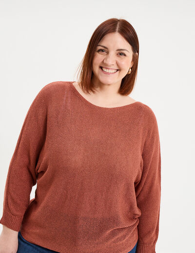 Pull manches longues col rond vieux rose femme grande taille