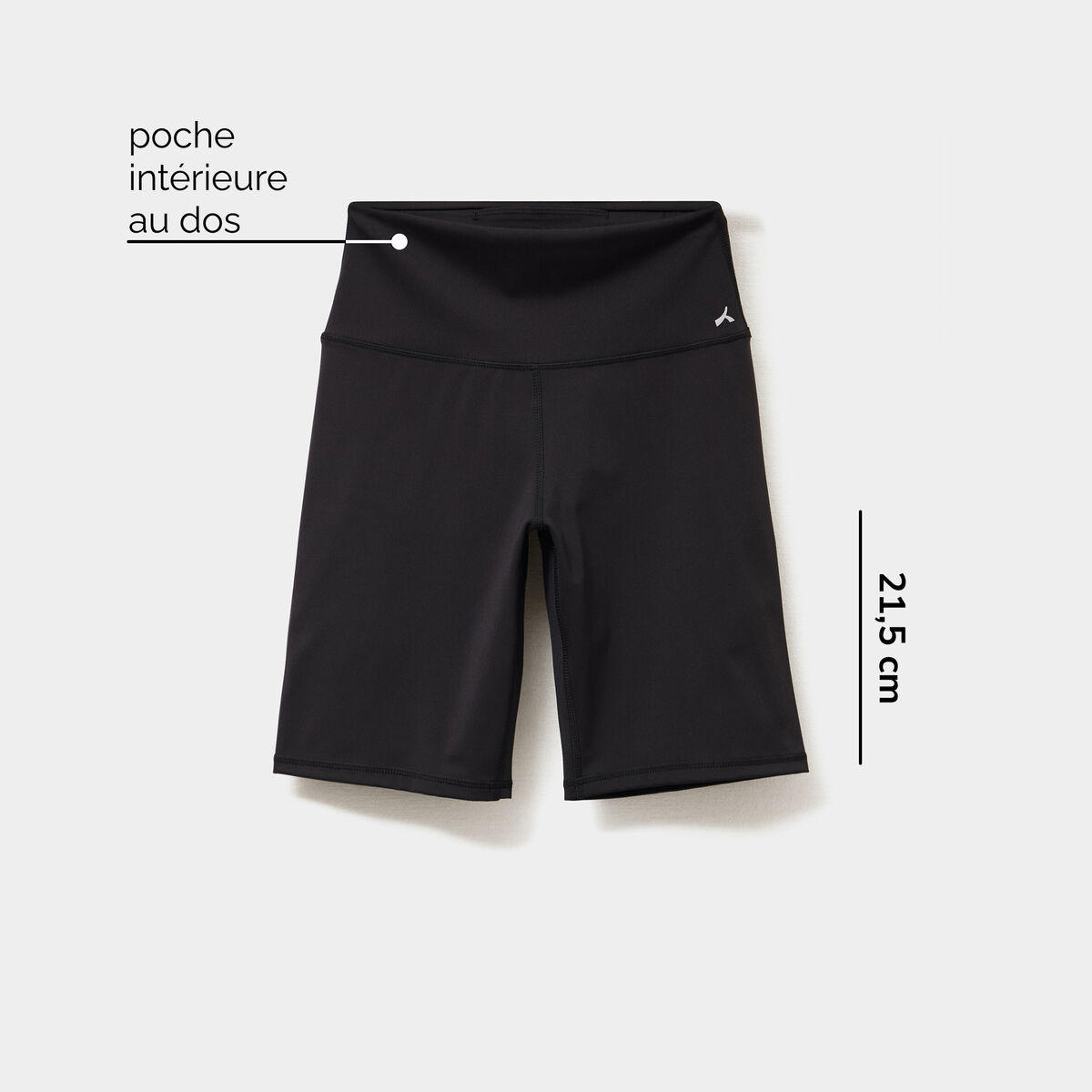 Short cycliste de sport taille haute noir femme
