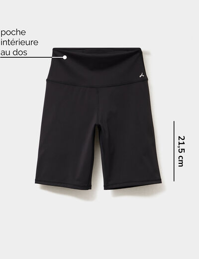 Short cycliste de sport taille haute noir femme