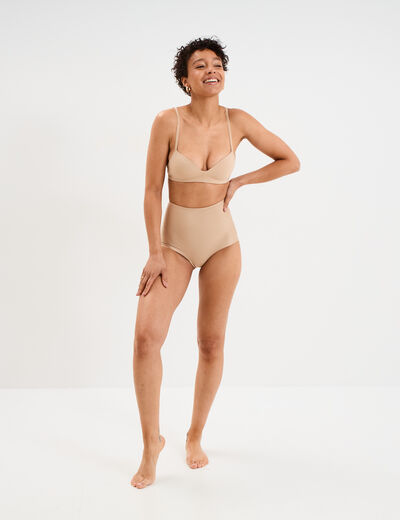 Soutien-gorge push up microfibre beige femme