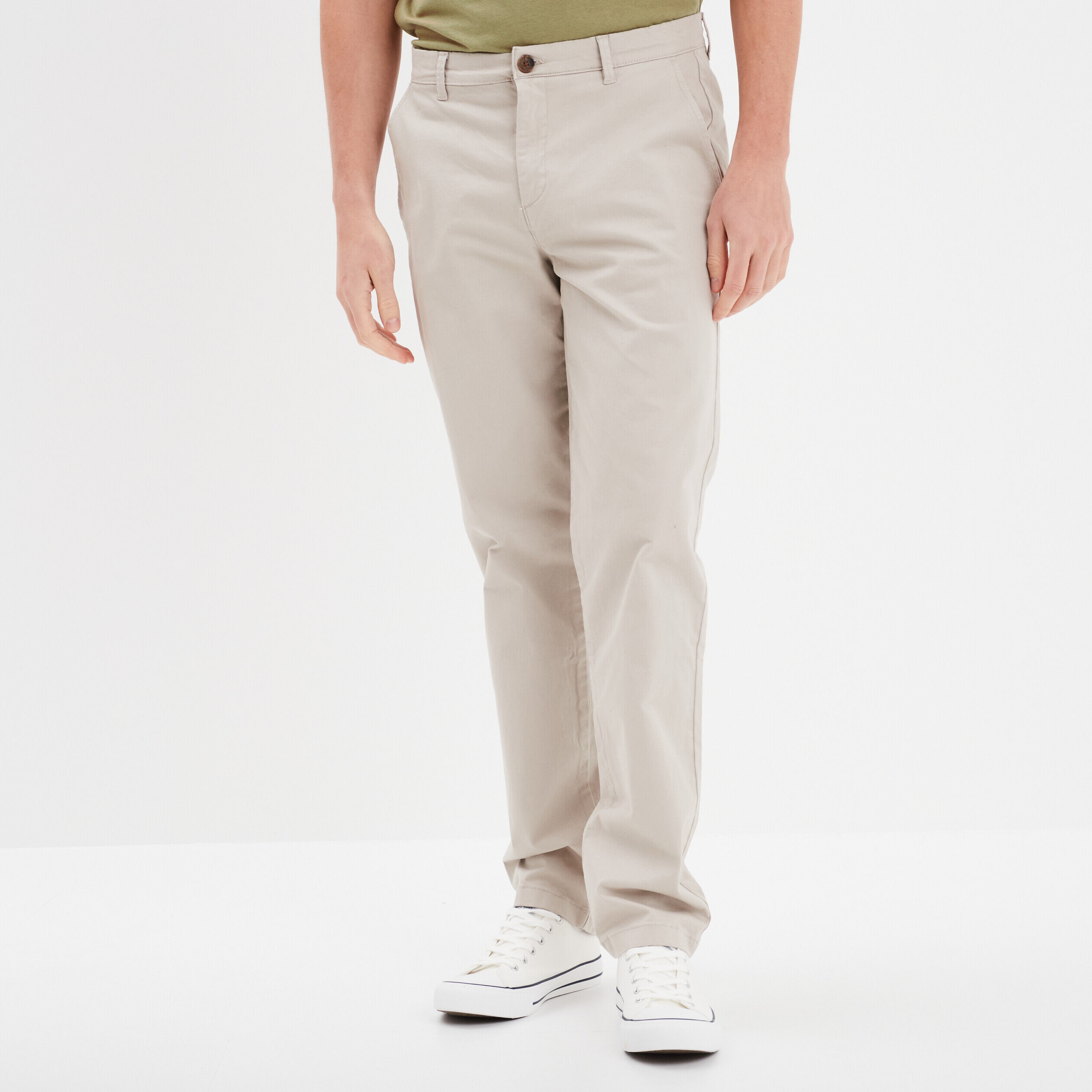 Pantalon chino droit stretch gris clair homme LH
