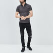 Polo coton ajusté manches courtes gris foncé homme