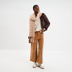 Pantalon effet velours flare cropped beige femme