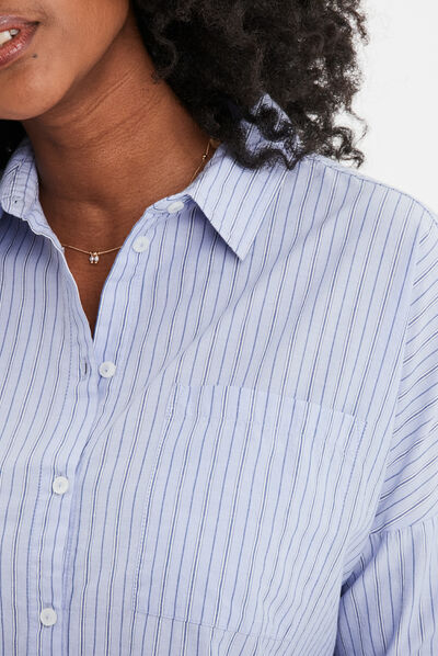 Chemise manches longues coupe droite bleu lavande femme