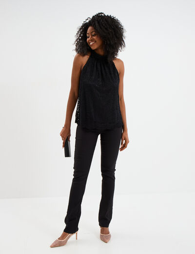 Pantalon stretch taille haute Mosquitos noir femme