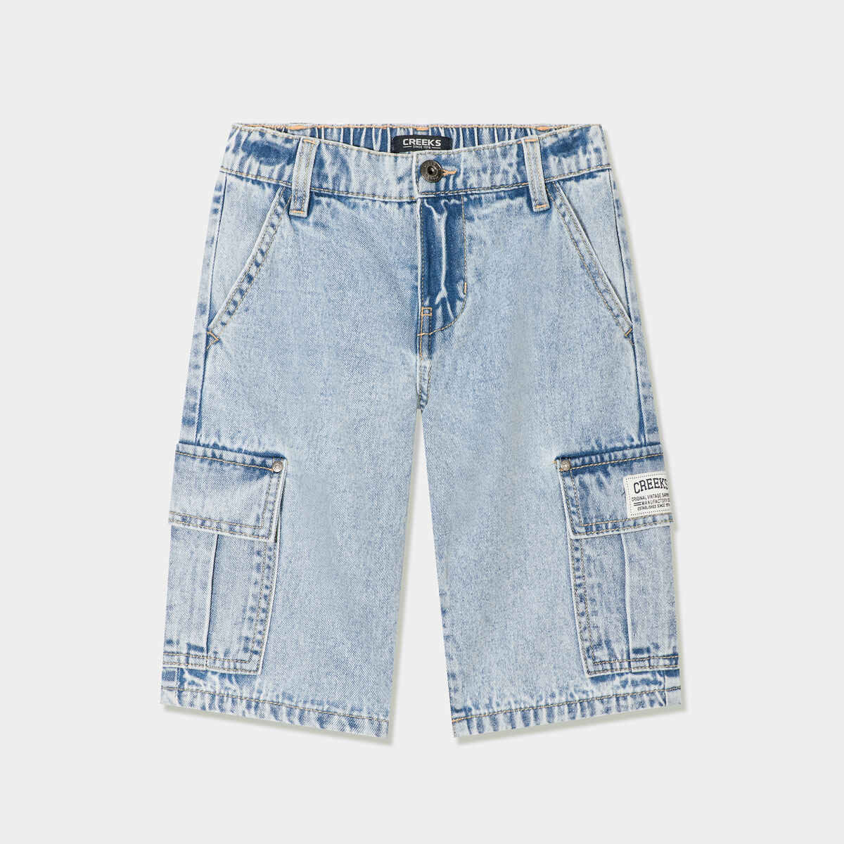 Bermuda cargo en jean denim triple stone gar&ccedil;on