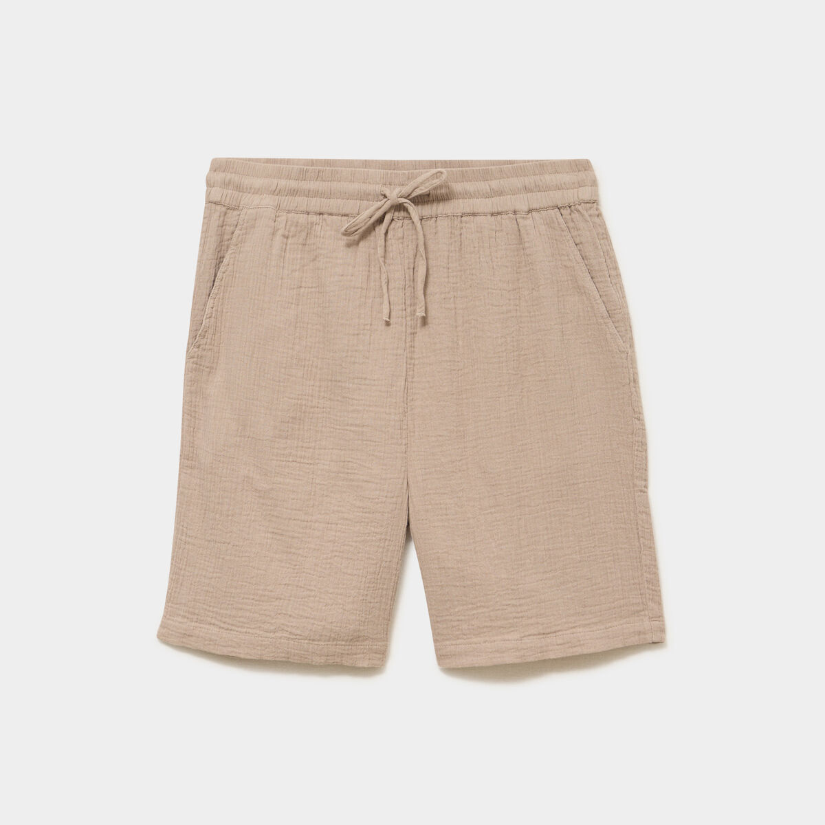 Short chino droit gaze de coton taupe homme