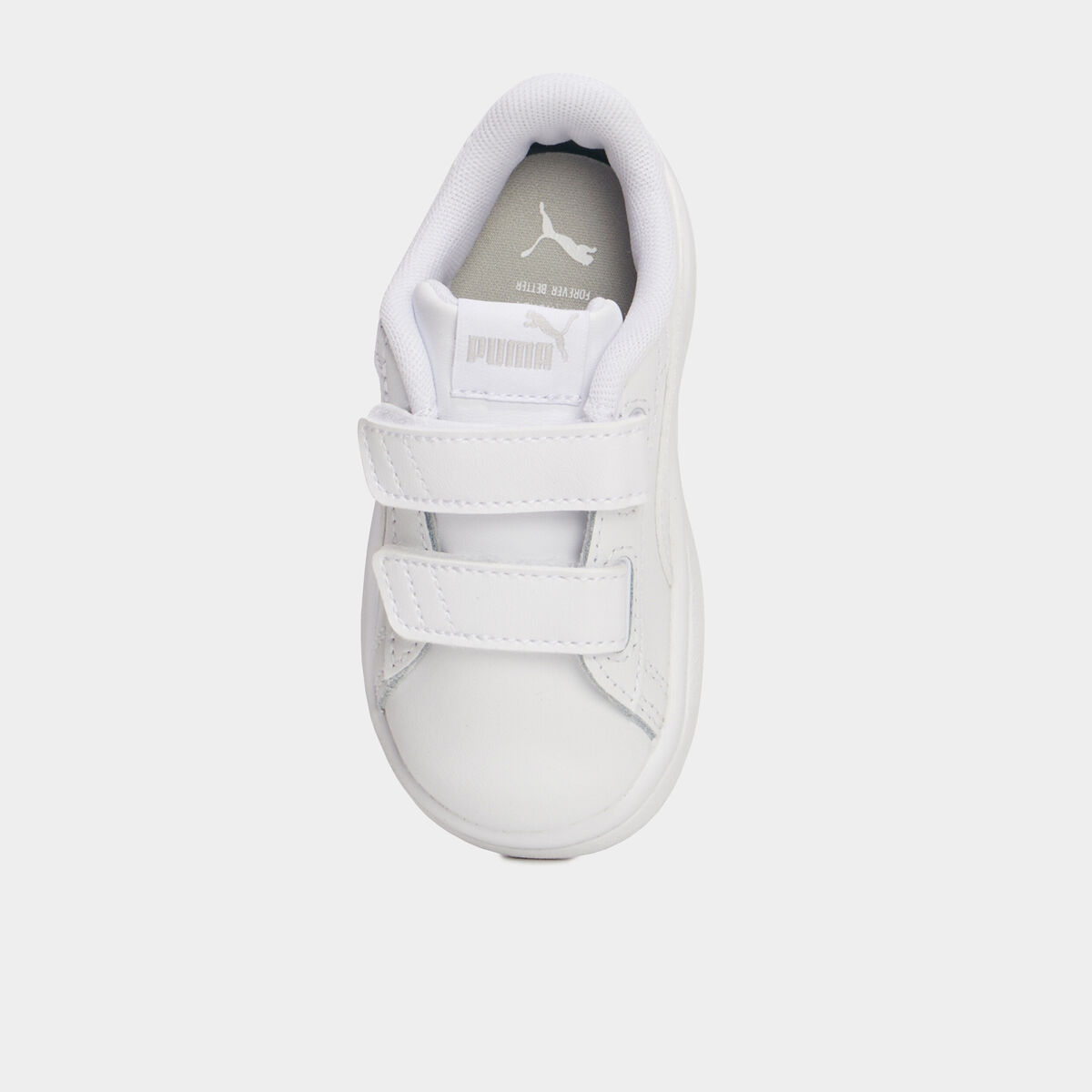 Tennis basses à scratchs en cuir Puma blanc bébé garçon