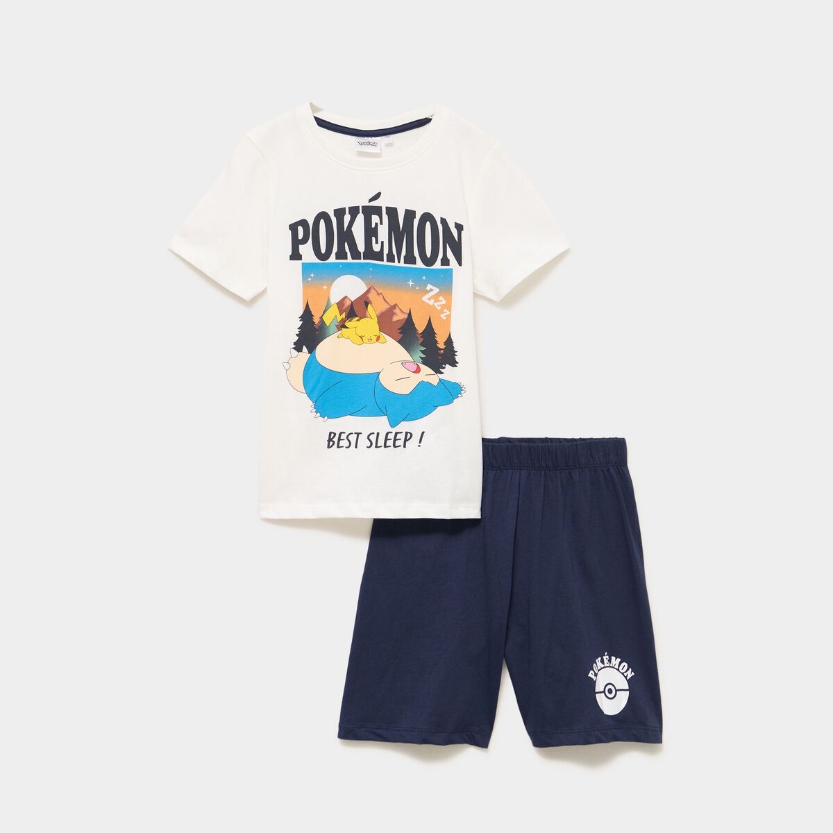 Ensemble pyjama short et t-shirt Pok&eacute;mon ivoire gar&ccedil;on