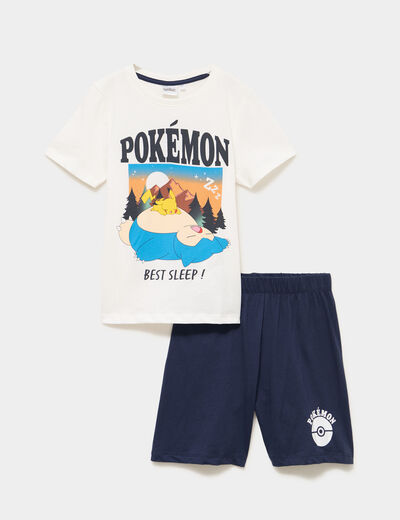 Ensemble pyjama short et t-shirt Pok&eacute;mon ivoire gar&ccedil;on