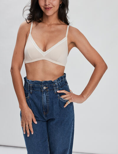 Soutien-gorge triangle coton à coque rose poudrée femme
