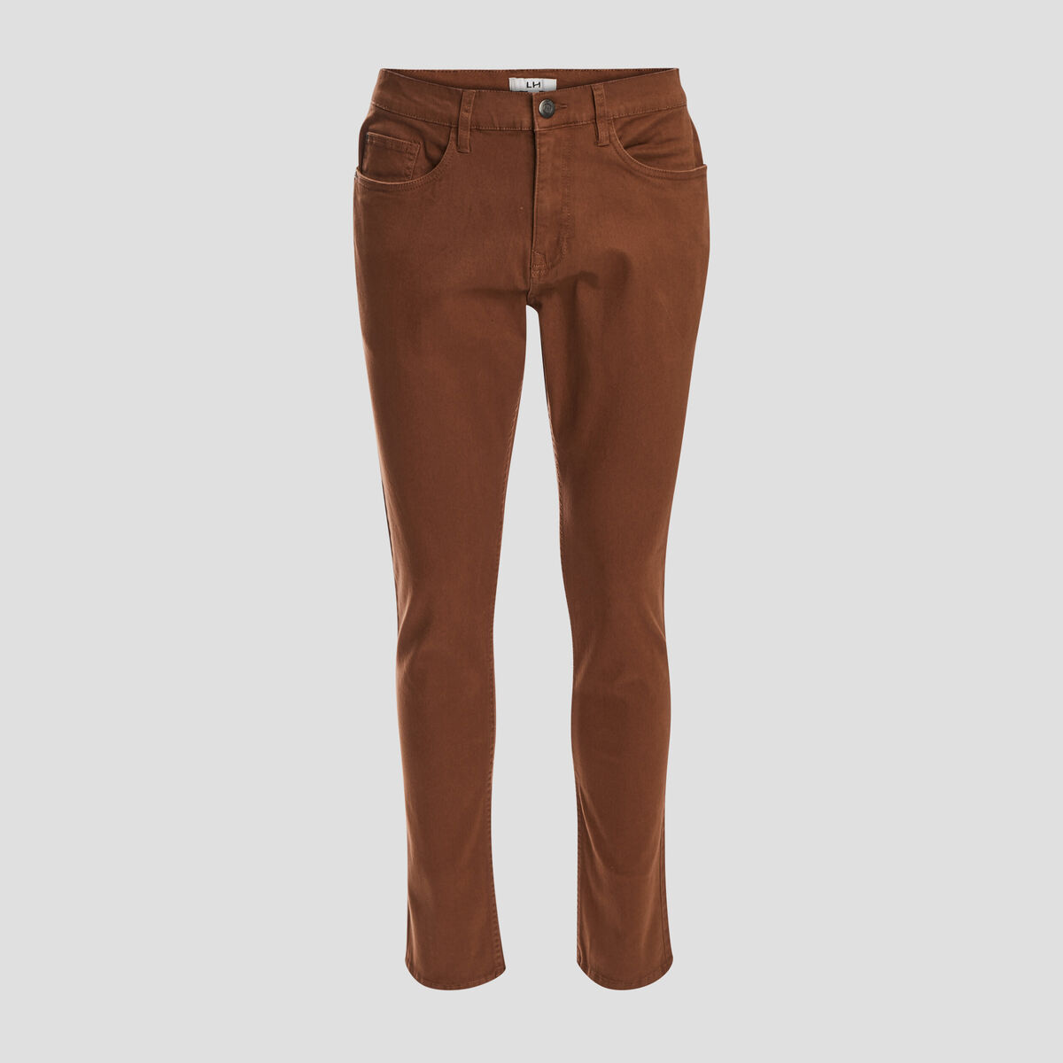 Pantalon droit en coton stretch camel homme