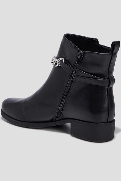 Bottines à détails chaînes noir femme