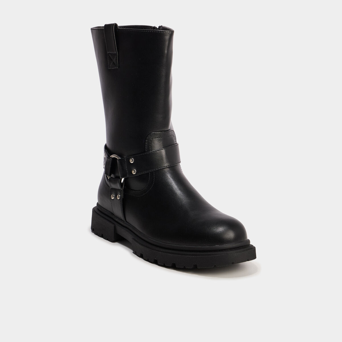 Bottes esprit biker avec boucles noir fille