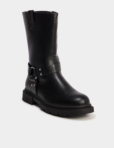 Bottes esprit biker avec boucles noir fille