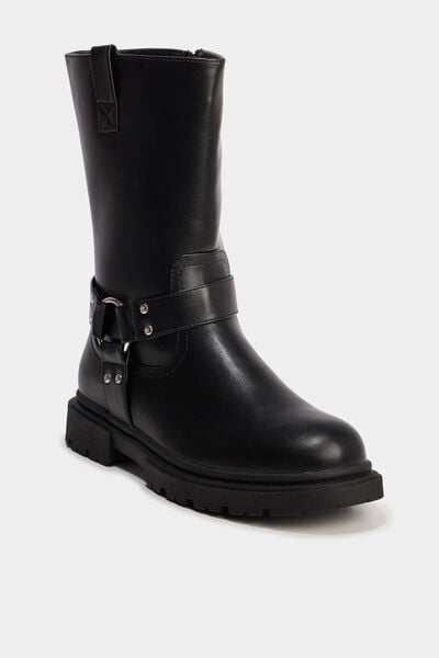 Bottes esprit biker avec boucles noir fille