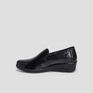 Loafers compensés en cuir noir femme
