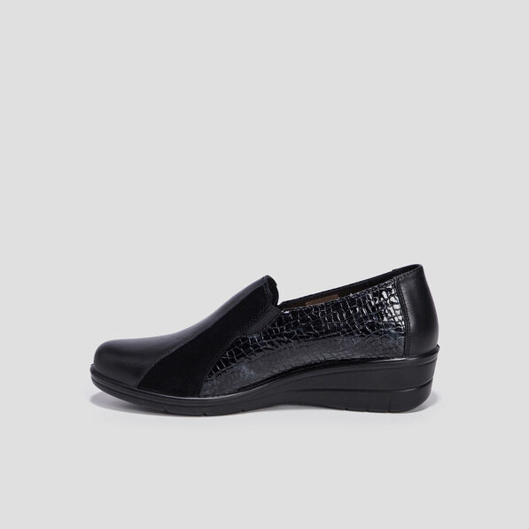 loafers compenses en cuir noir femme Loafers compensés en cuir noir femme