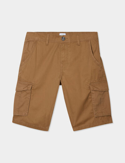 Short cargo poches à rabat coton marron clair homme