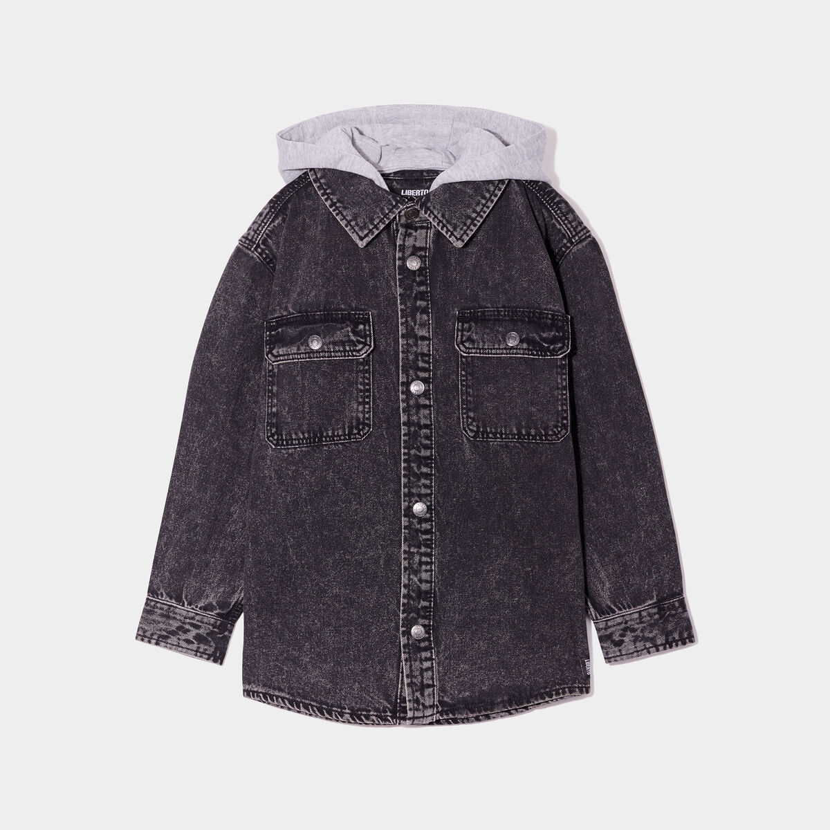 Chemise en jean à capuche Liberto denim noir garçon