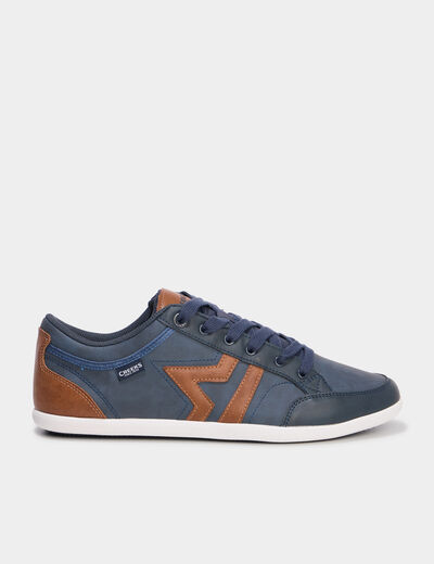 Baskets plates à lacets bleu marine homme