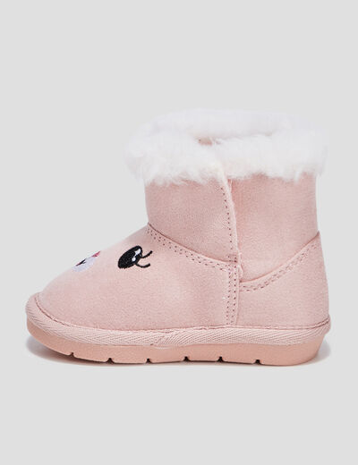 Bottes fourrées rose bébé fille