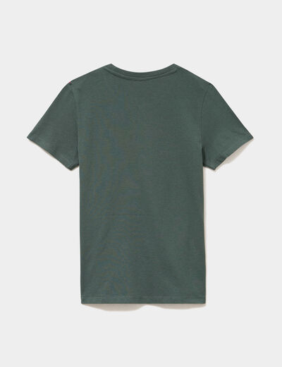 T-shirt en coton manches courtes vert fonc&eacute; gar&ccedil;on