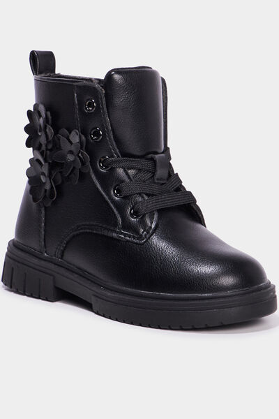 Boots &agrave; lacets noir fille
