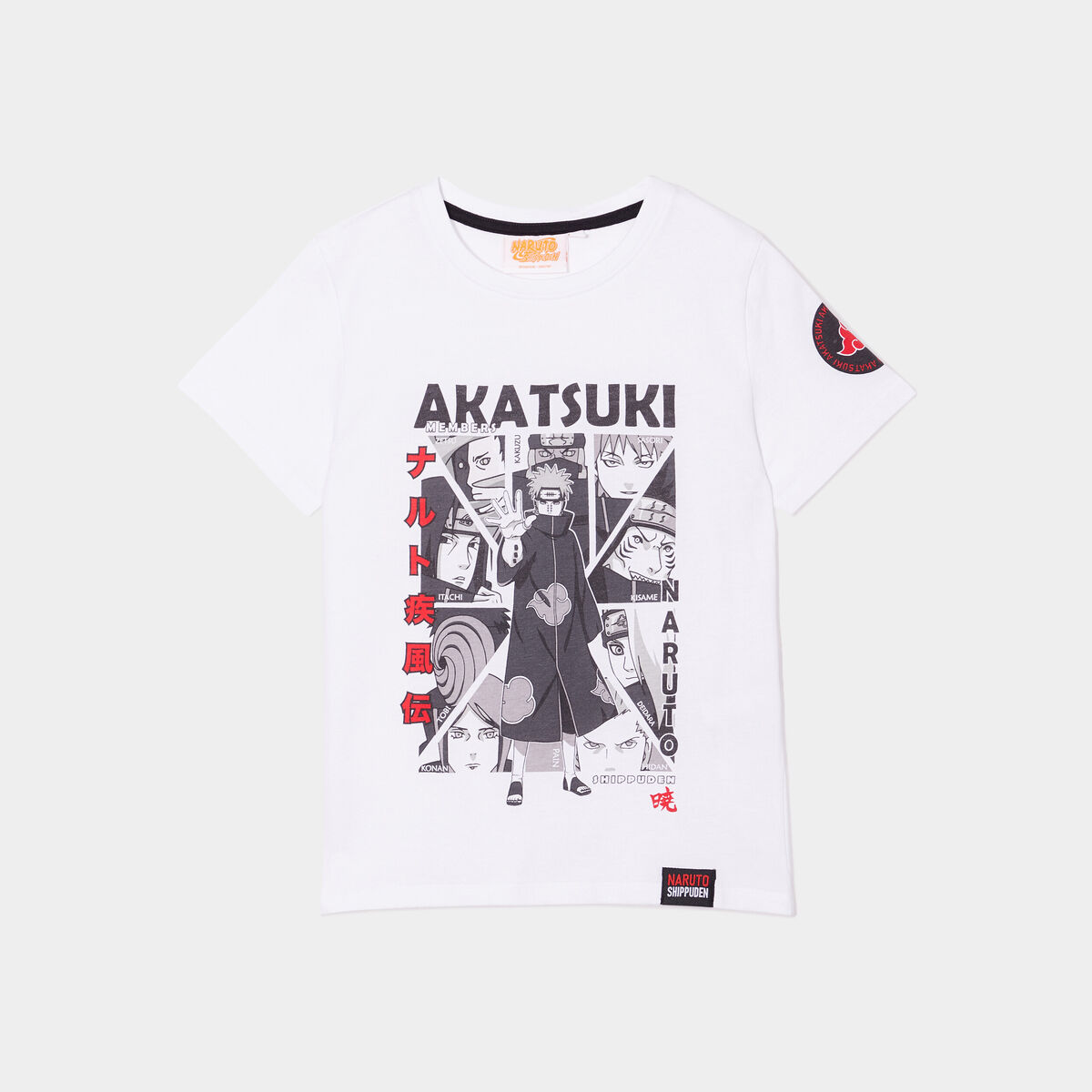 T-shirt manches courtes Naruto Akatsuki blanc garçon