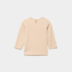 T-shirt manches longues col rond coton beige b&eacute;b&eacute; fille