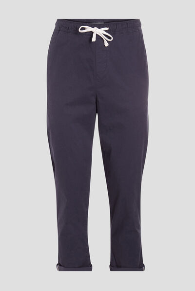 Pantalon droit à coulisse bleu marine homme