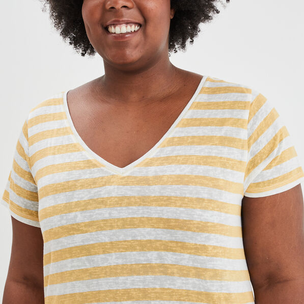 t shirt col en v manches courtes jaune clair femmegt T-shirt col en V manches courtes jaune clair femme grande taille