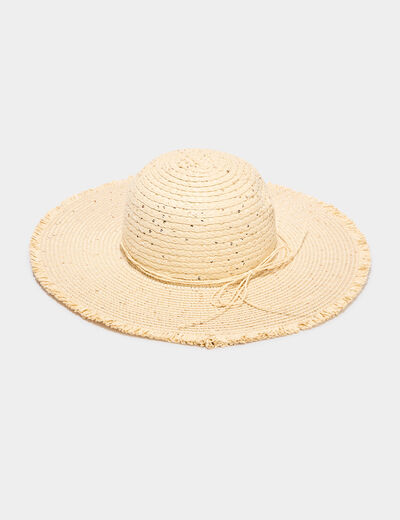 Chapeau de paille à sequins sable femme